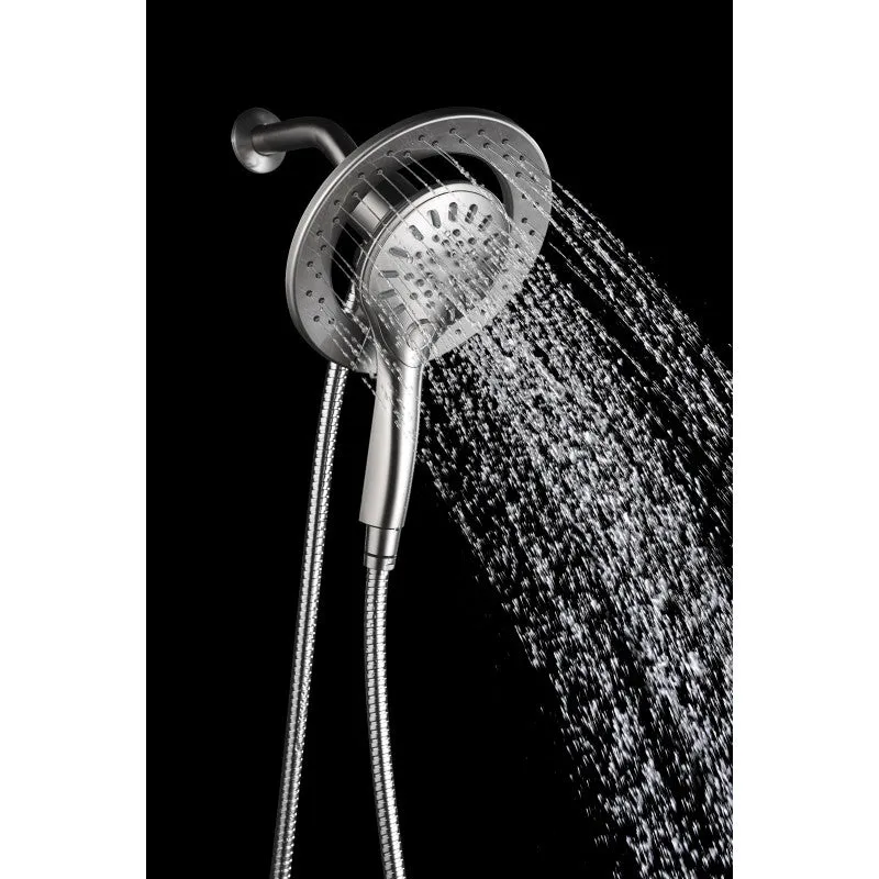 ANZZI Magnetic Valkyrie Multi-Spray Retro-Fit 7.48 in. Dual Wall Mount Fixed and Handheld Shower Head with Magna-Diverter