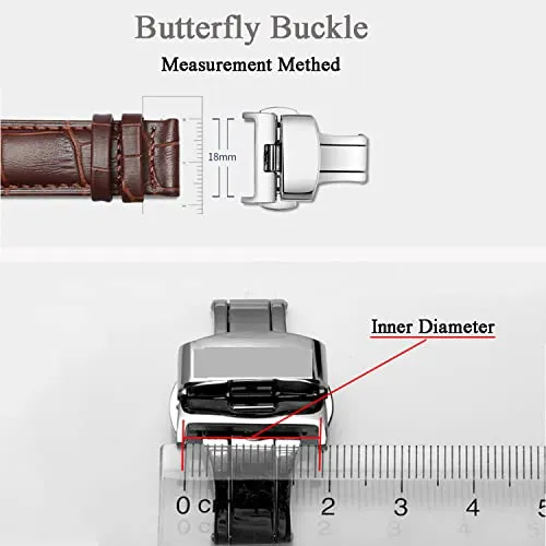 Aokelily Butterfly Watch Deployment Clasp Watch Buckle Replacement for Leather Watch Bands Straps Width (16mm,18mm,20mm,22mm,24mm) with 4 PCS Spring Bars and 1 PCS Spring Bars Tool (16mm, Black)