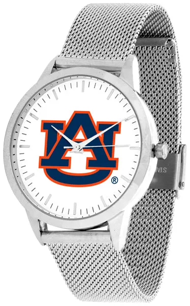 Auburn Tigers Statement Mesh Band Unisex Watch - Silver