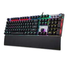 AULA F2058 Wired Mechanical Gaming Keyboard 50 Million Keylife Multimedia & Backlight Control Knob Blue Switch