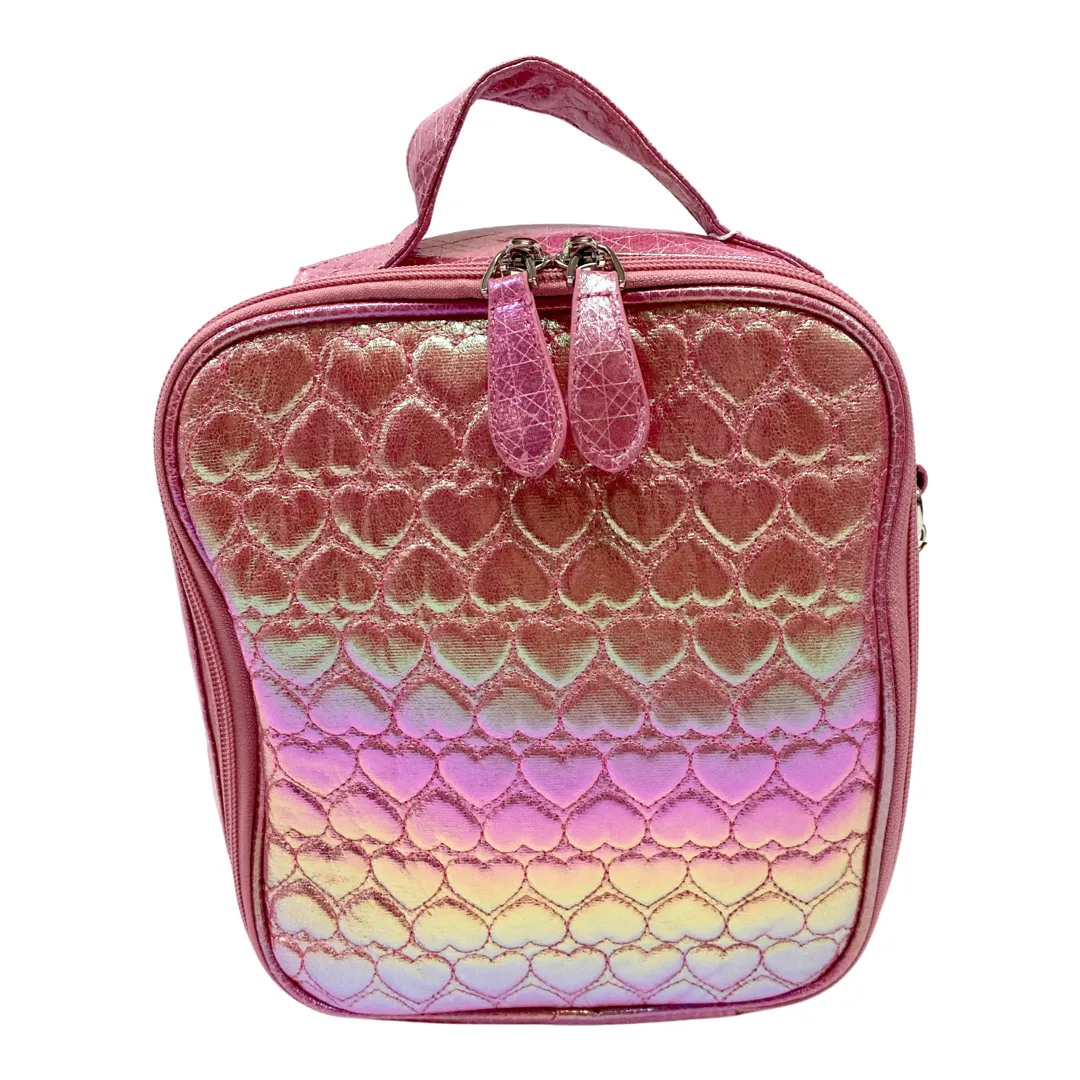 Bari Lynn Hot Pink Embossed Heart Lunch Box