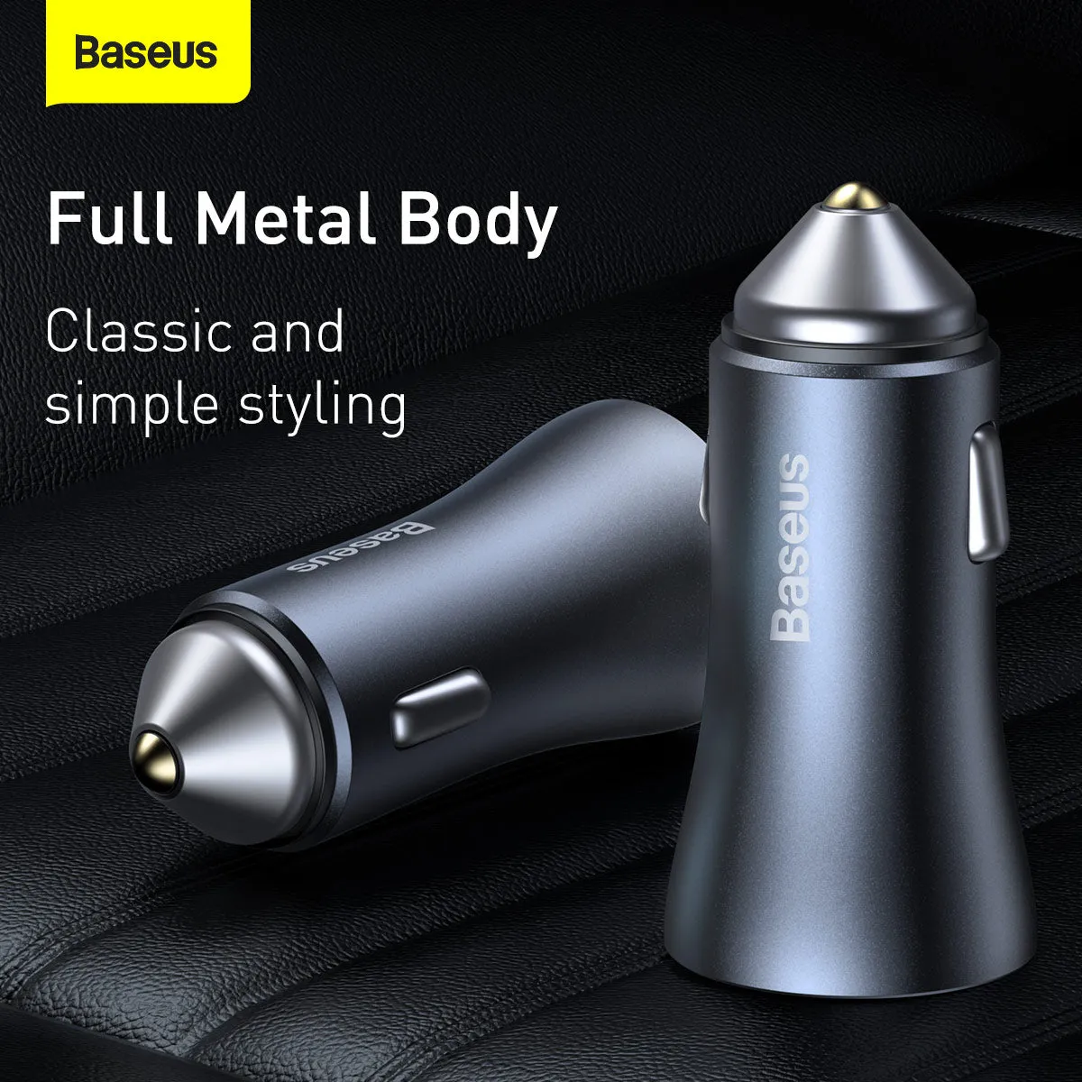 Baseus Golden Contactor Pro Fast Car Charger USB Type C / USB 40 W Power Delivery 3.0 Quick Charge 4  SCP FCP AFC   USB Cable - USB Type C Grey (TZCCJD-0G)