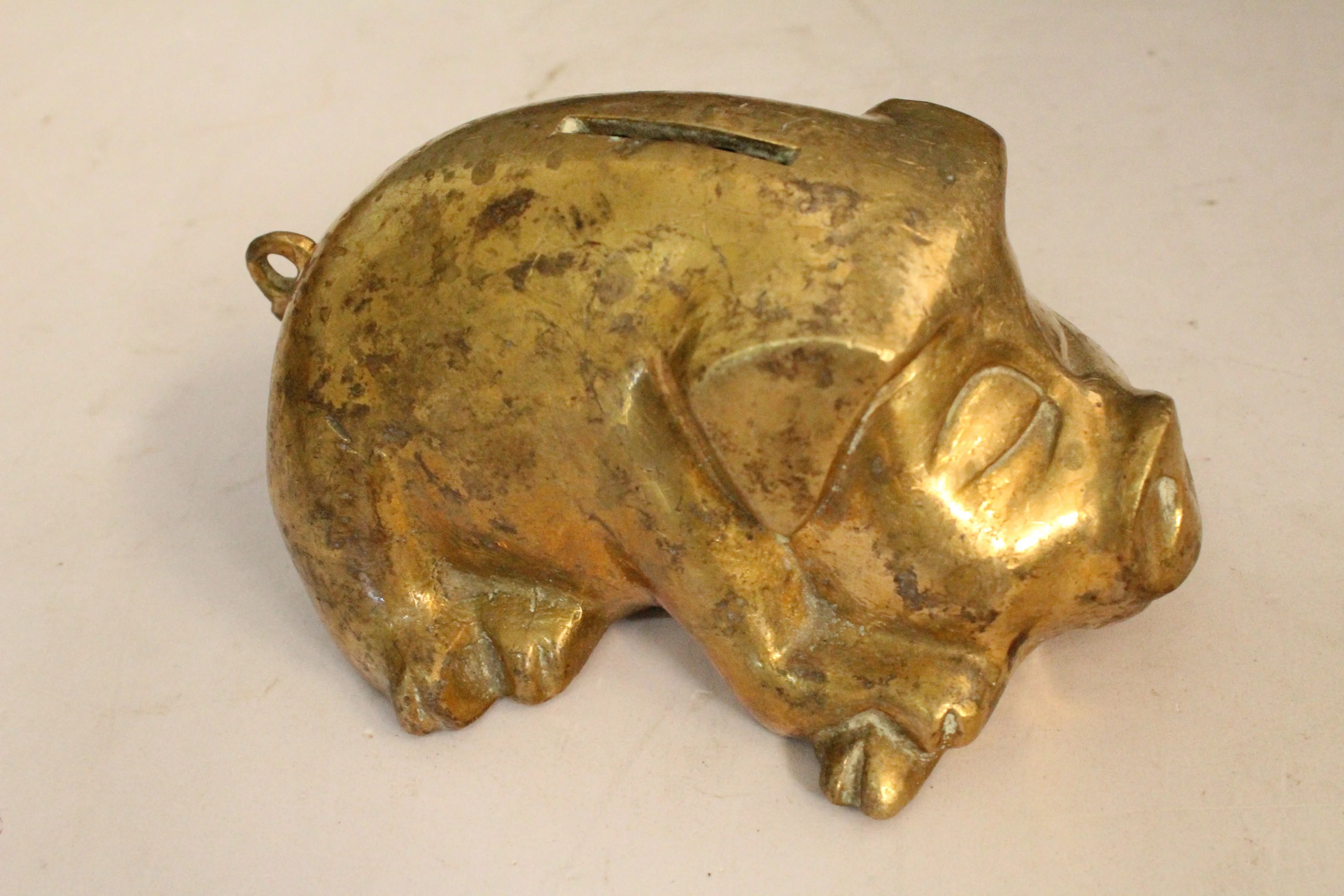 Beautiful Vintage  Brass Piggy Bank