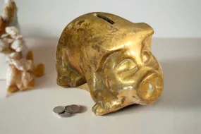 Beautiful Vintage  Brass Piggy Bank