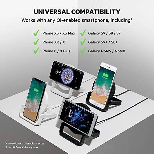 Belkin Boost Up Wireless Charging Stand 10W - Qi Wireless Charger for iPhone 11, 11 Pro, 11 Pro Max, Xs, XS Max, XR/Samsung Galaxy S9, S9 , Note9 / LG, Sony and More (Black) (F7U052dqBLK)