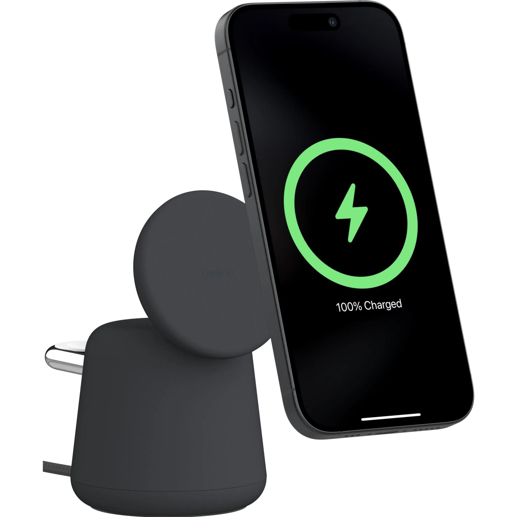 Belkin BoostCharge Pro 2-in-1 Wireless Charging Dock with Qi2 15W (Charcoal)