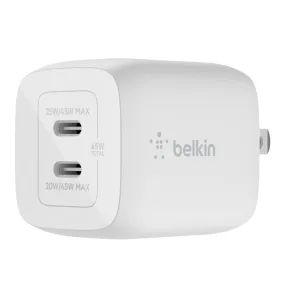 Belkin Fast Charger Dual 45W, White