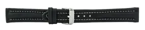 Black Contrast Stitch Padded Leather Watch Band 20mm 105778