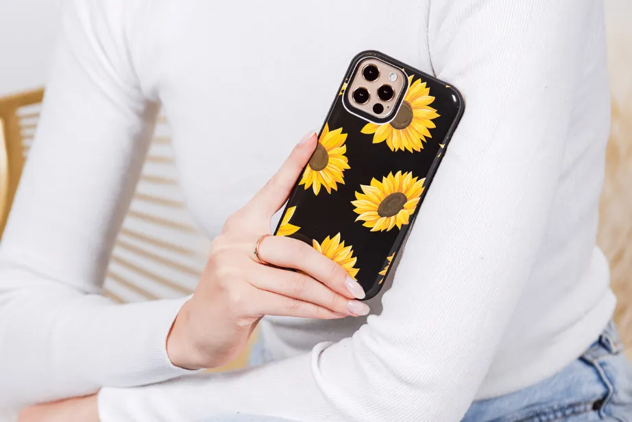 Black Sunflower Battery Case