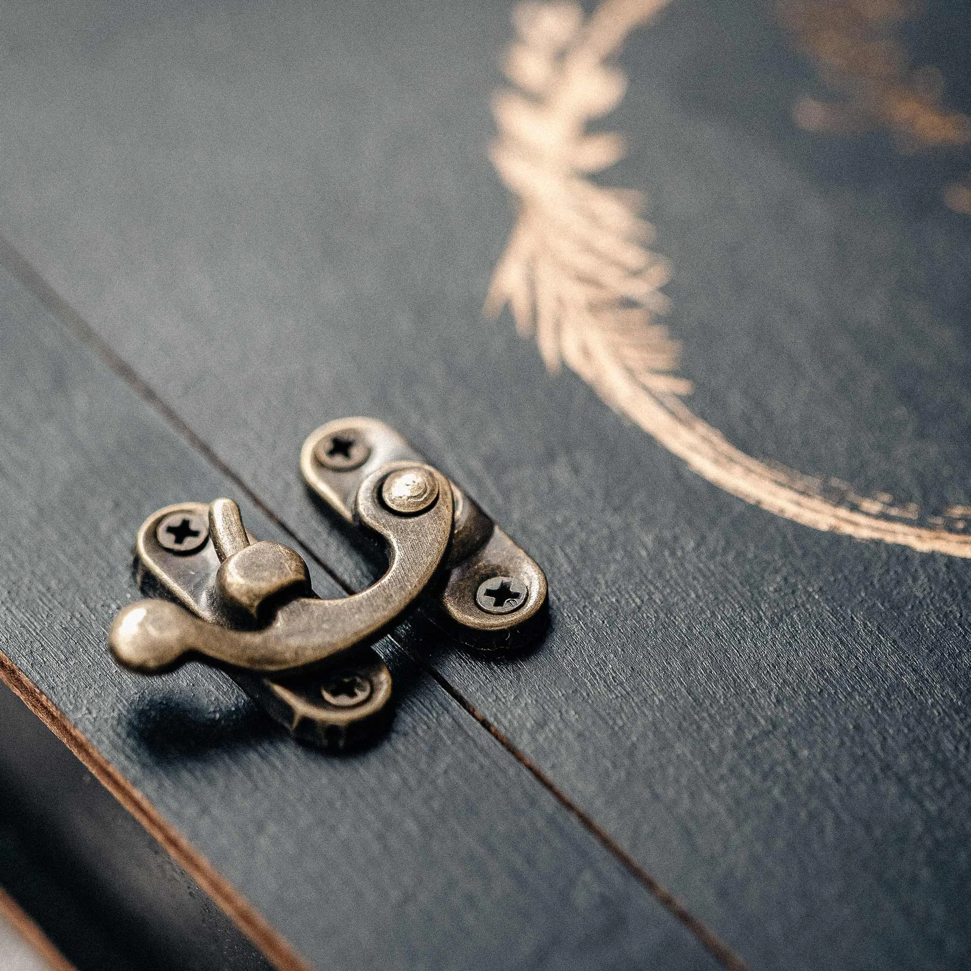 Black Wooden Box for Wedding Photo Presentation