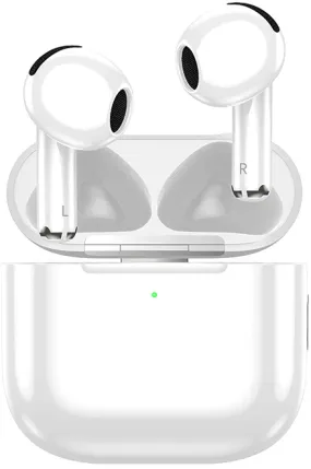 Bluetooth TWS Earphones with Wireless Charging - White