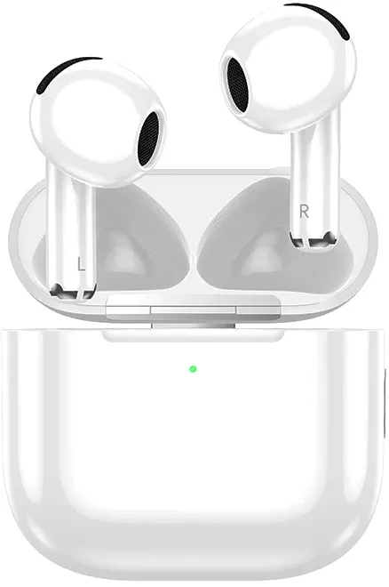 Bluetooth TWS Earphones with Wireless Charging - White