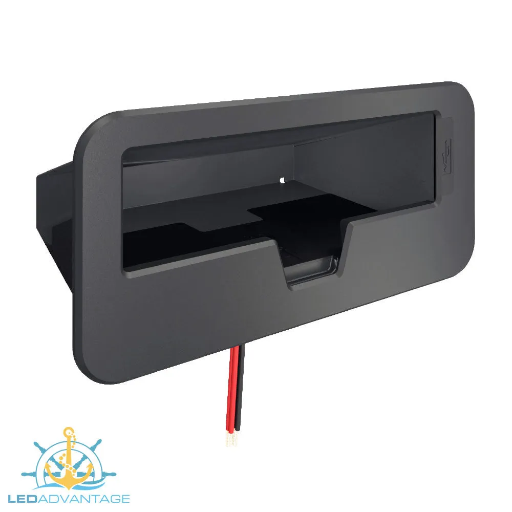 Boat/Caravan Black Phone Pocket & Wireless Charger Flush Mount - Horizontal