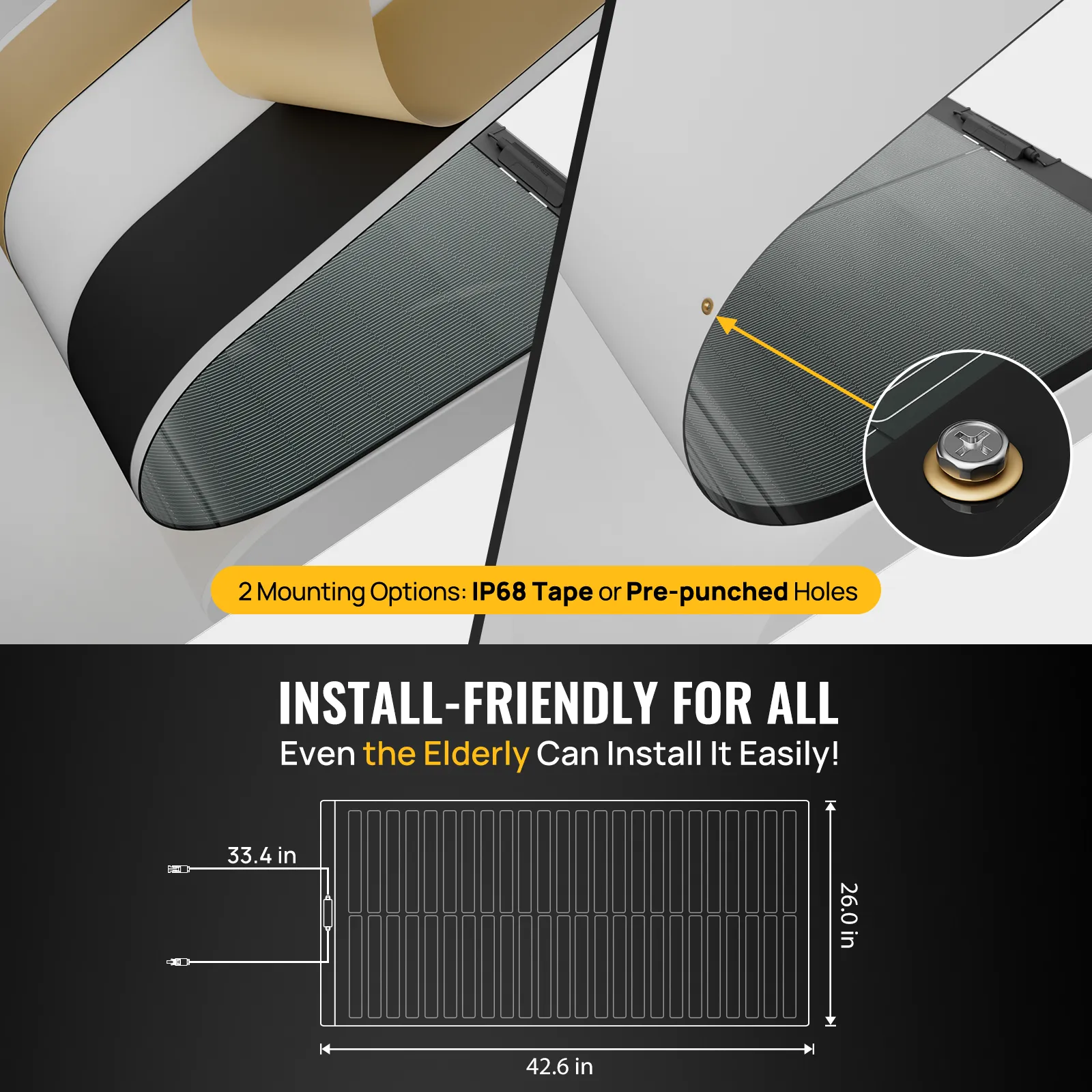 BougeRV Yuma 100W CIGS Thin-film Flexible Solar Panel with Tape (Compact Version)