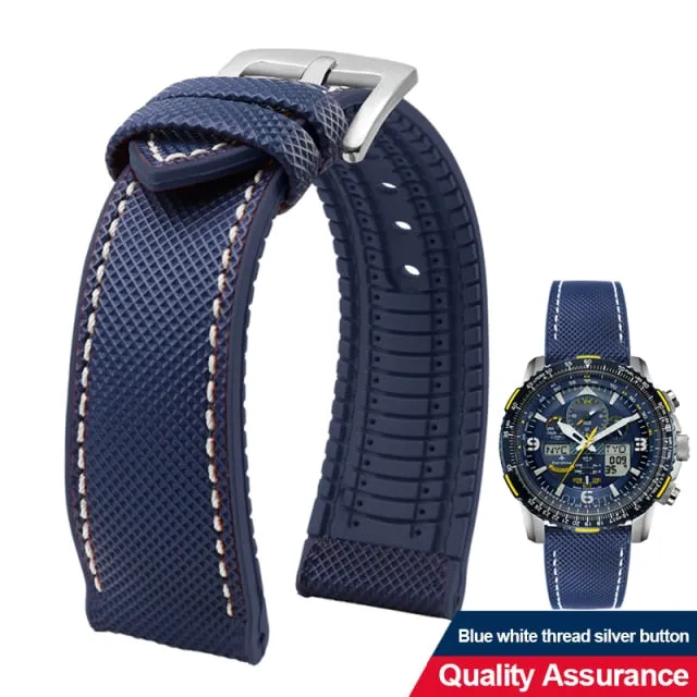 Breathable Rubber Canvas Watch Strap