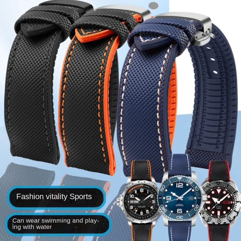 Breathable Rubber Canvas Watch Strap