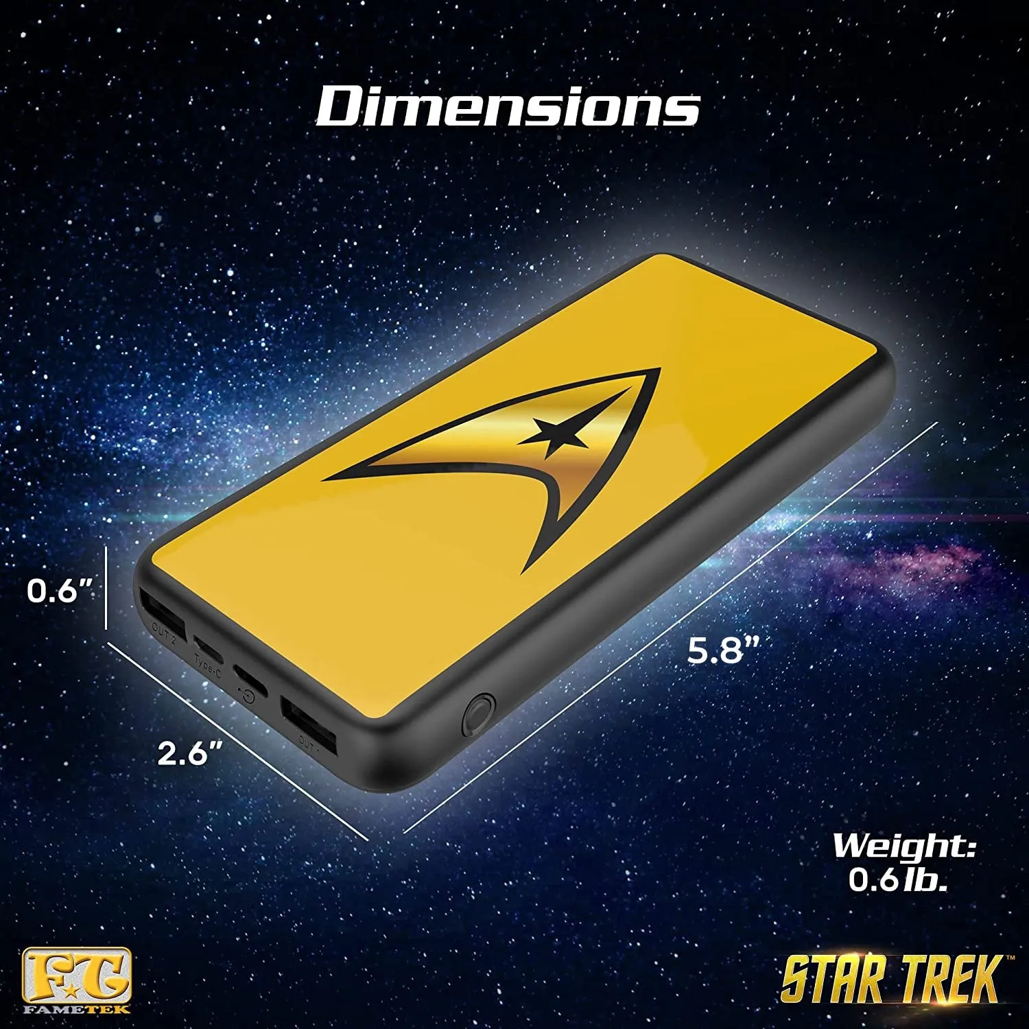 BUNDLE - Star Trek U.S.S. Enterprise 1701-D – Enterprise Replica Bluetooth Speaker with TOS Command Logo Powerbank