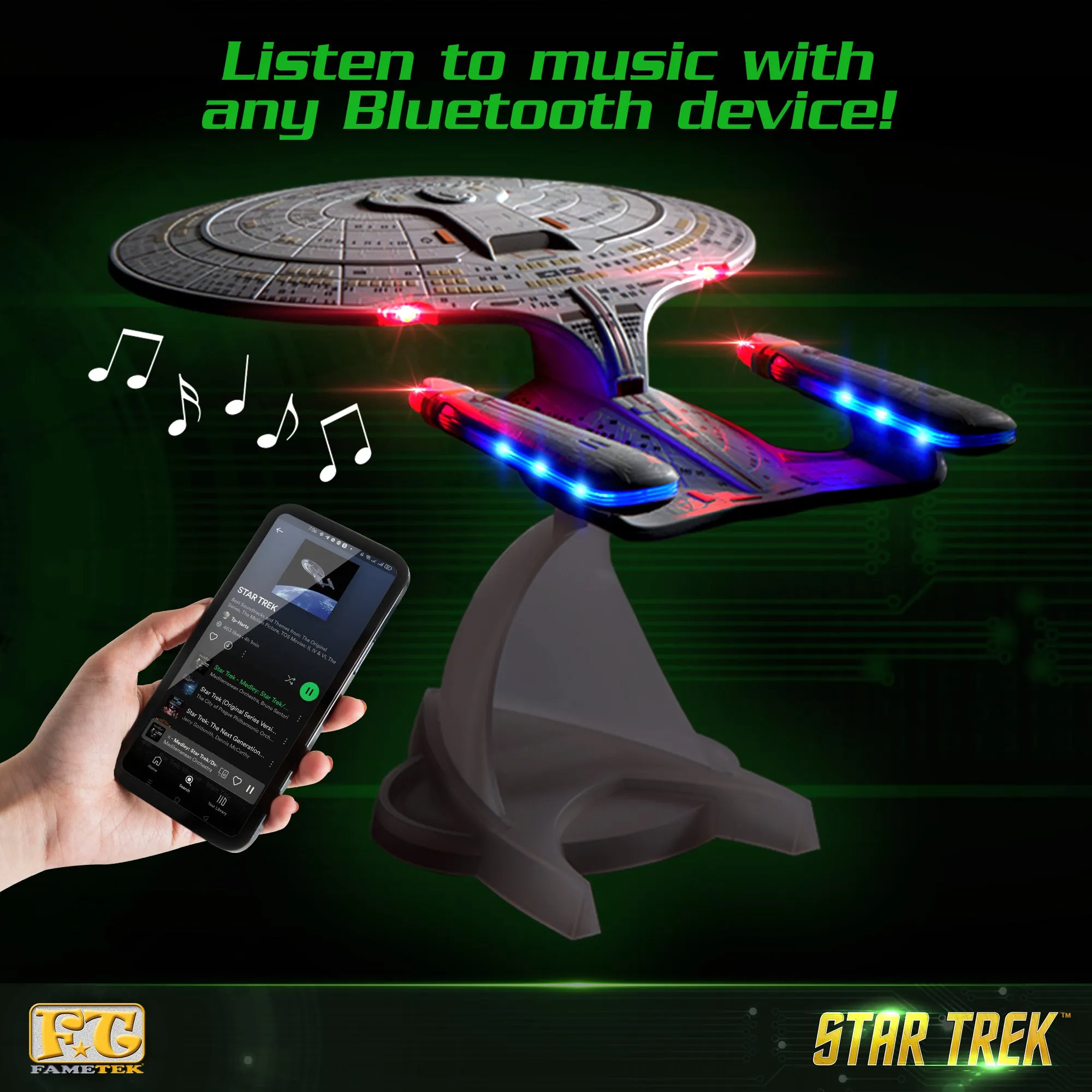 BUNDLE - Star Trek U.S.S. Enterprise 1701-D – Enterprise Replica Bluetooth Speaker with TOS Command Logo Powerbank