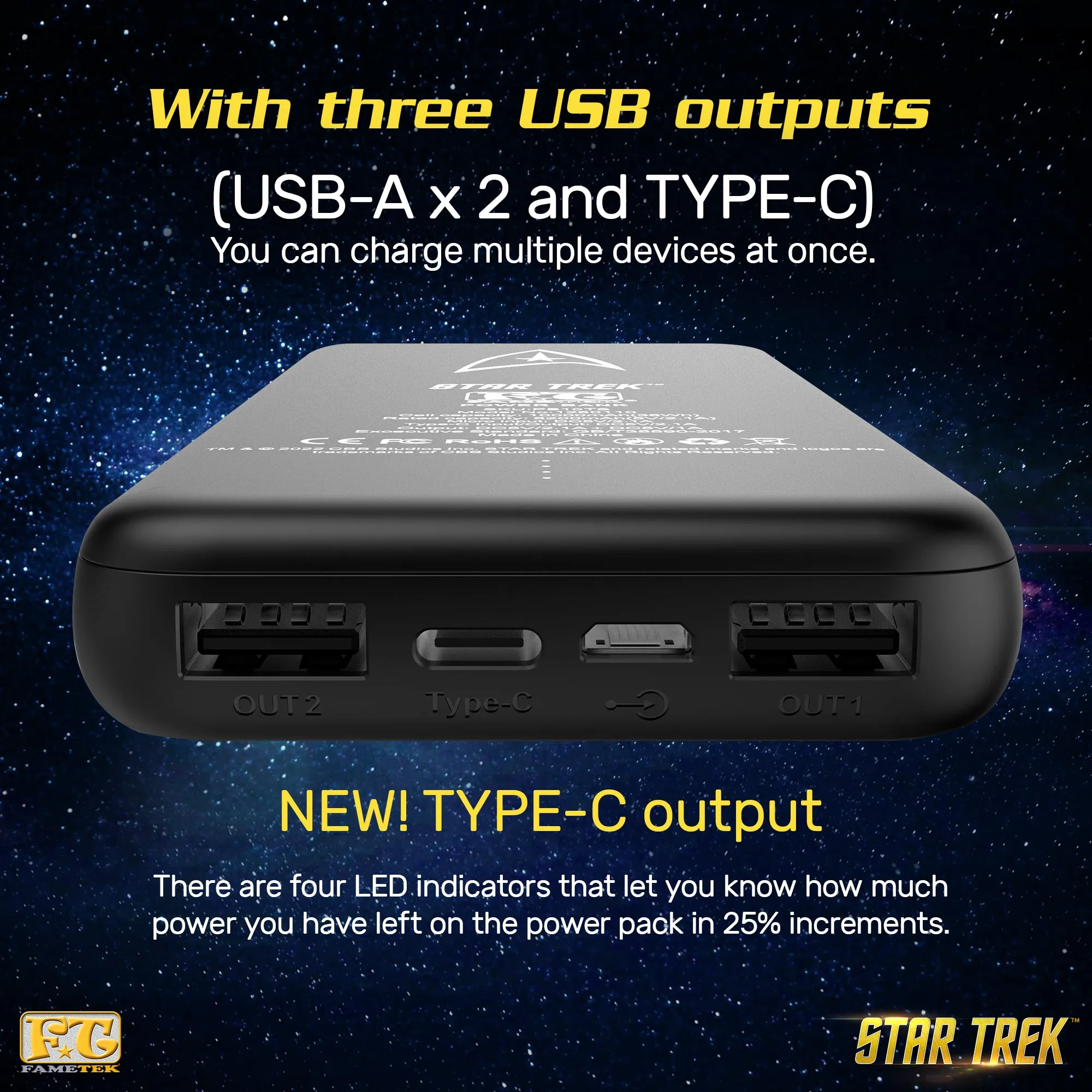 BUNDLE - Star Trek U.S.S. Enterprise 1701-D – Enterprise Replica Bluetooth Speaker with TOS Command Logo Powerbank