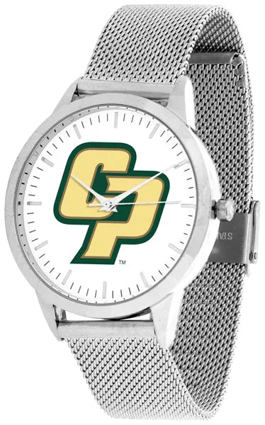 Cal Poly Mustangs Statement Mesh Band Unisex Watch - Silver