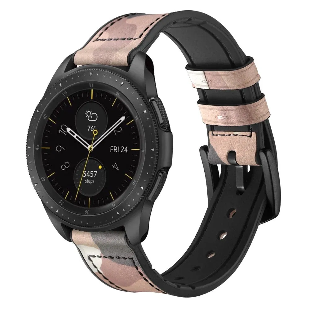 Camouflage Leather Silicone Lined Band For Samsung Watch Multiple Colors Available