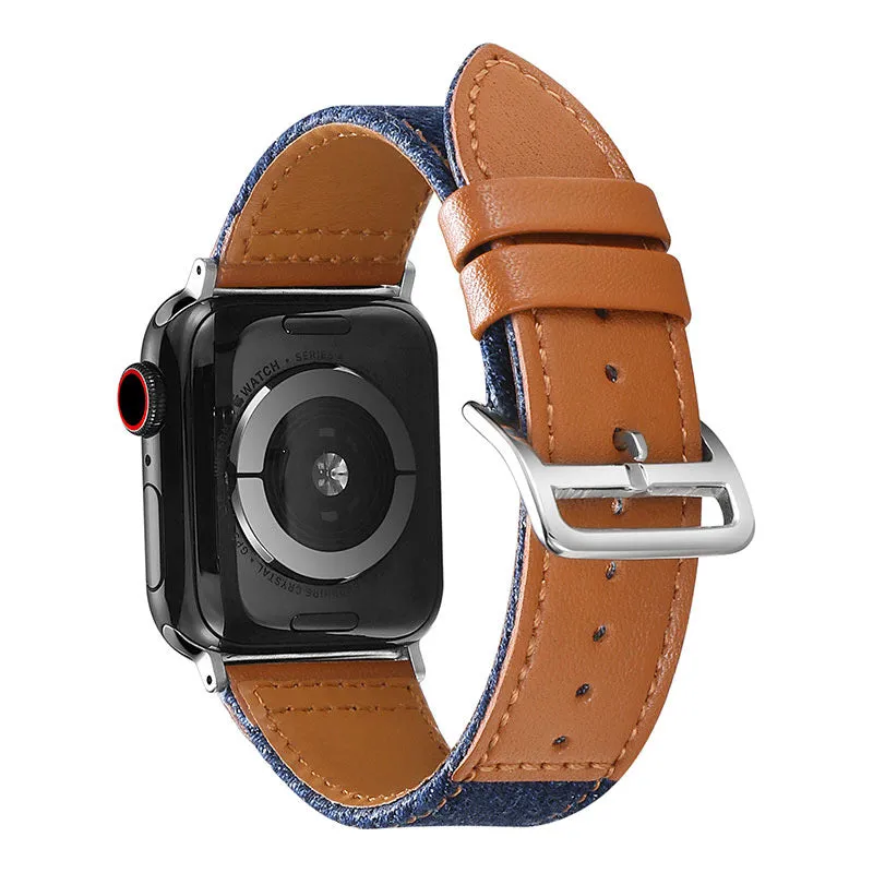 Chic Denim Leather Fusion Band For Apple Watch