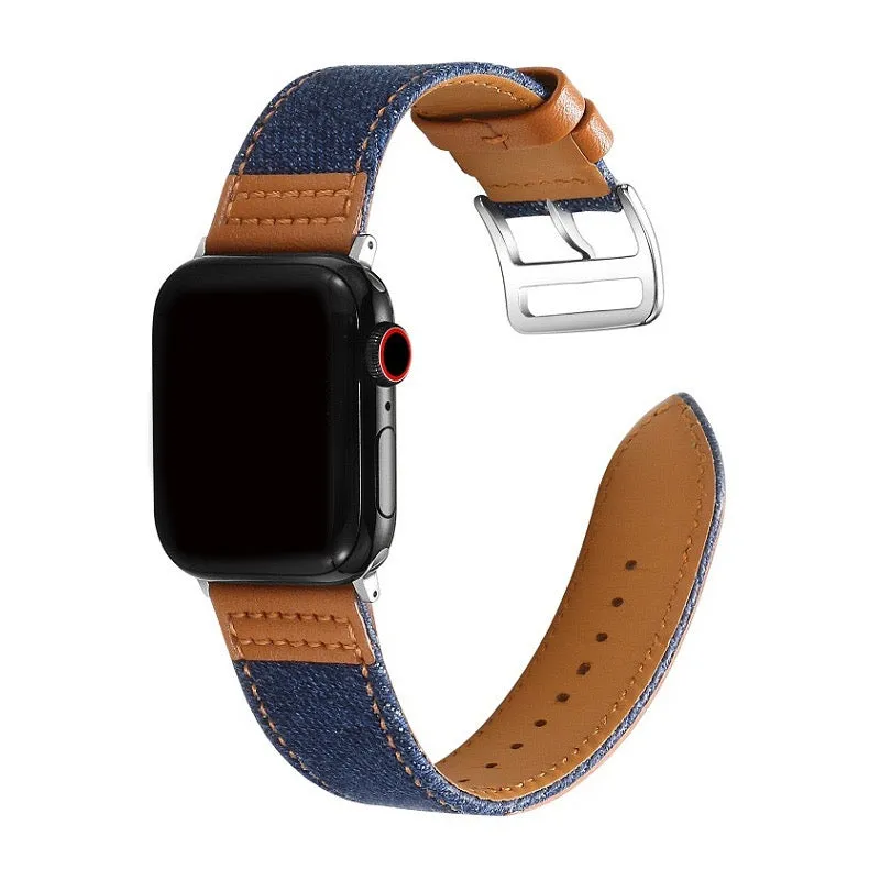 Chic Denim Leather Fusion Band For Apple Watch