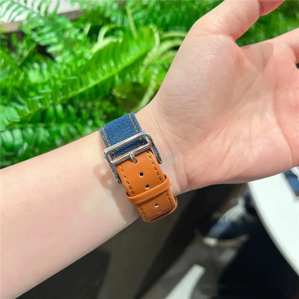 Chic Denim Leather Fusion Band For Apple Watch