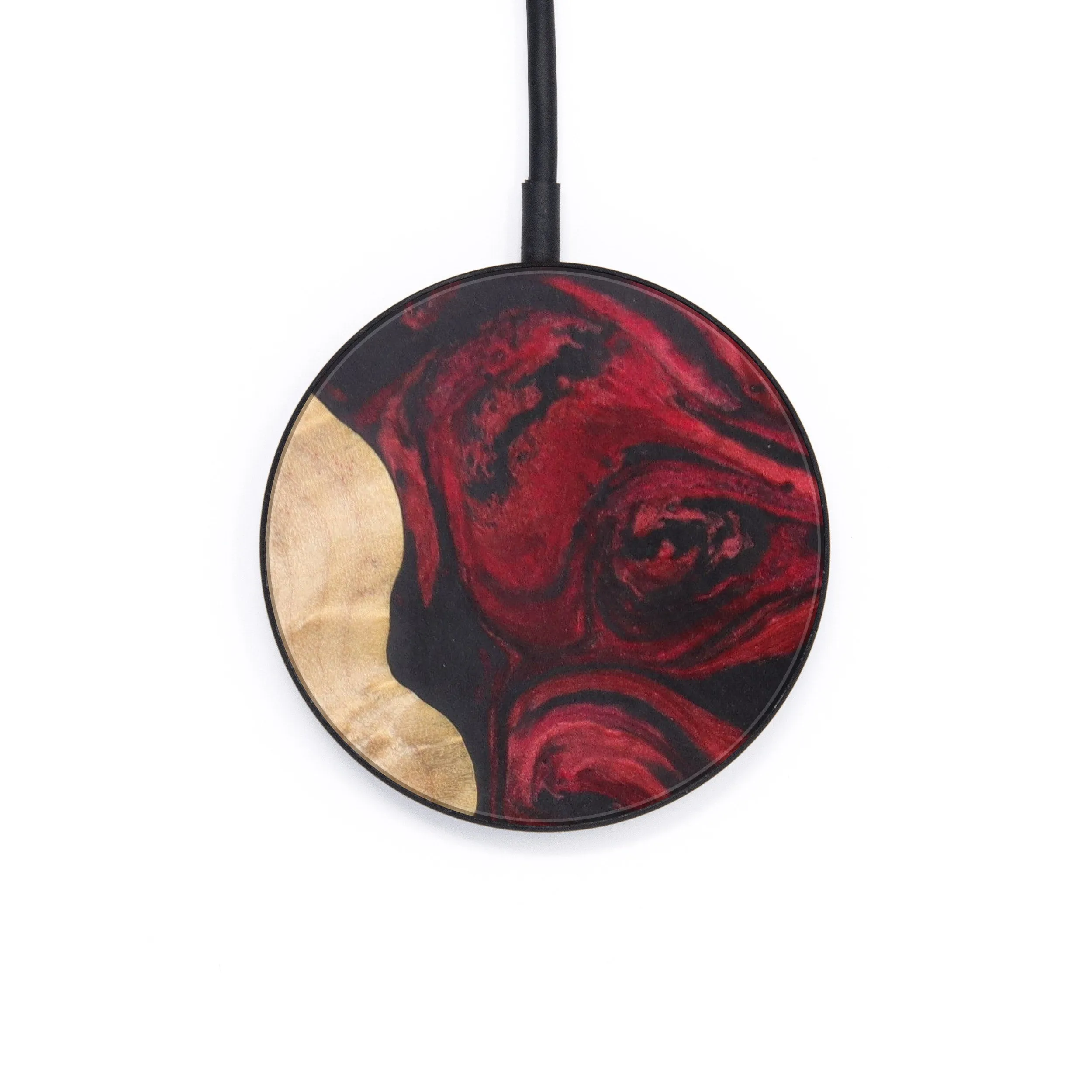 Circle Wood Resin Wireless Charger - Bird (Dark Red, 606968)