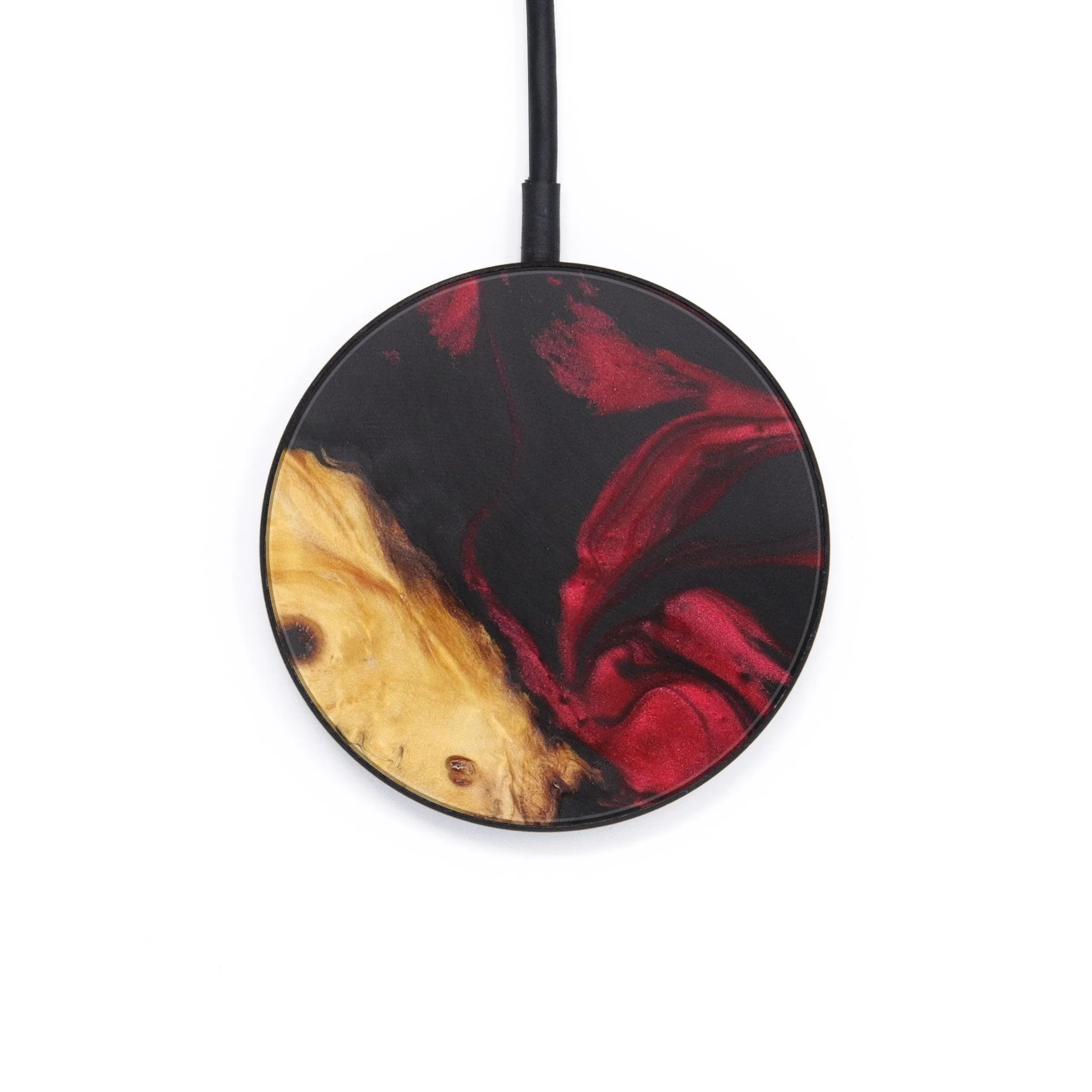 Circle Wood Resin Wireless Charger - Briny (Dark Red, 605063)