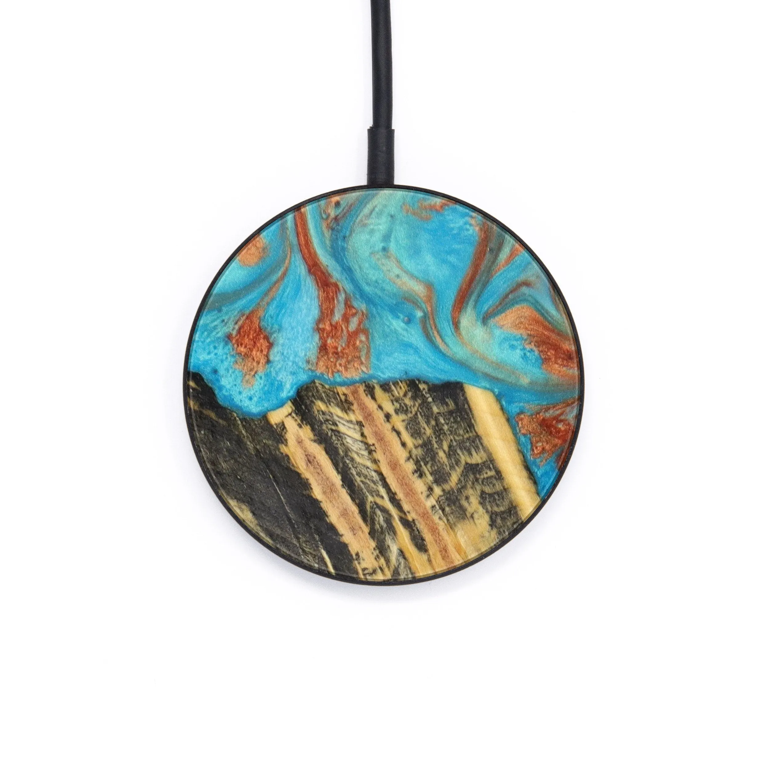 Circle Wood Resin Wireless Charger - Cadence (Teal & Gold, 610148)