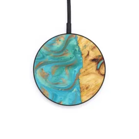 Circle Wood Resin Wireless Charger - Carolien (Teal & Gold, 604017)