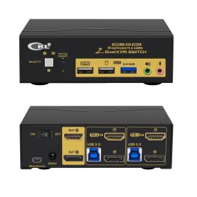 CKL 2 Port USB 3.0 KVM Switch Dual Monitor HDMI 2.0 4K@60Hz(HDMI Out)   DisplayPort 1.4 8K 30Hz 4K 120Hz 144Hz (DP Out), Keyboard Video Mouse Peripherals Switcher for 2 Computers 2 Monitors with Audio (622DH-4)