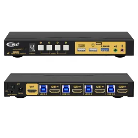 CKL 4 Port USB 3.0 KVM Switch HDMI 2.1 8K 60Hz 4K 120Hz 144Hz with EDID, PC Screen Keyboard Mouse Peripheral Audio Sharing Selector Box for 4 Computers 1 Monitor (64HUA-5)