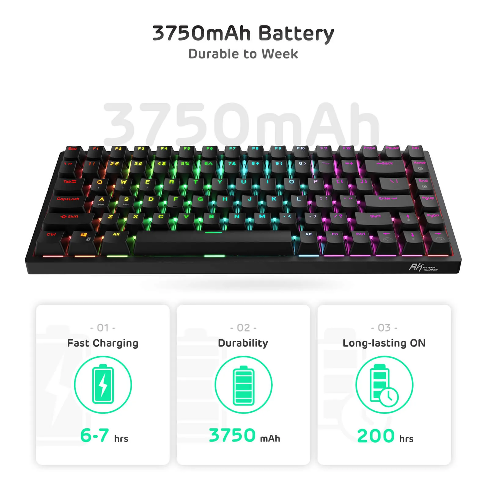 [CLEARANCE] Royal Kludge RK RK84 RGB 84 Keys Mechanical Gaming Keyboard 2.4G Wireless Bluetooth Hot-Swappable with Bluetooth 5.0