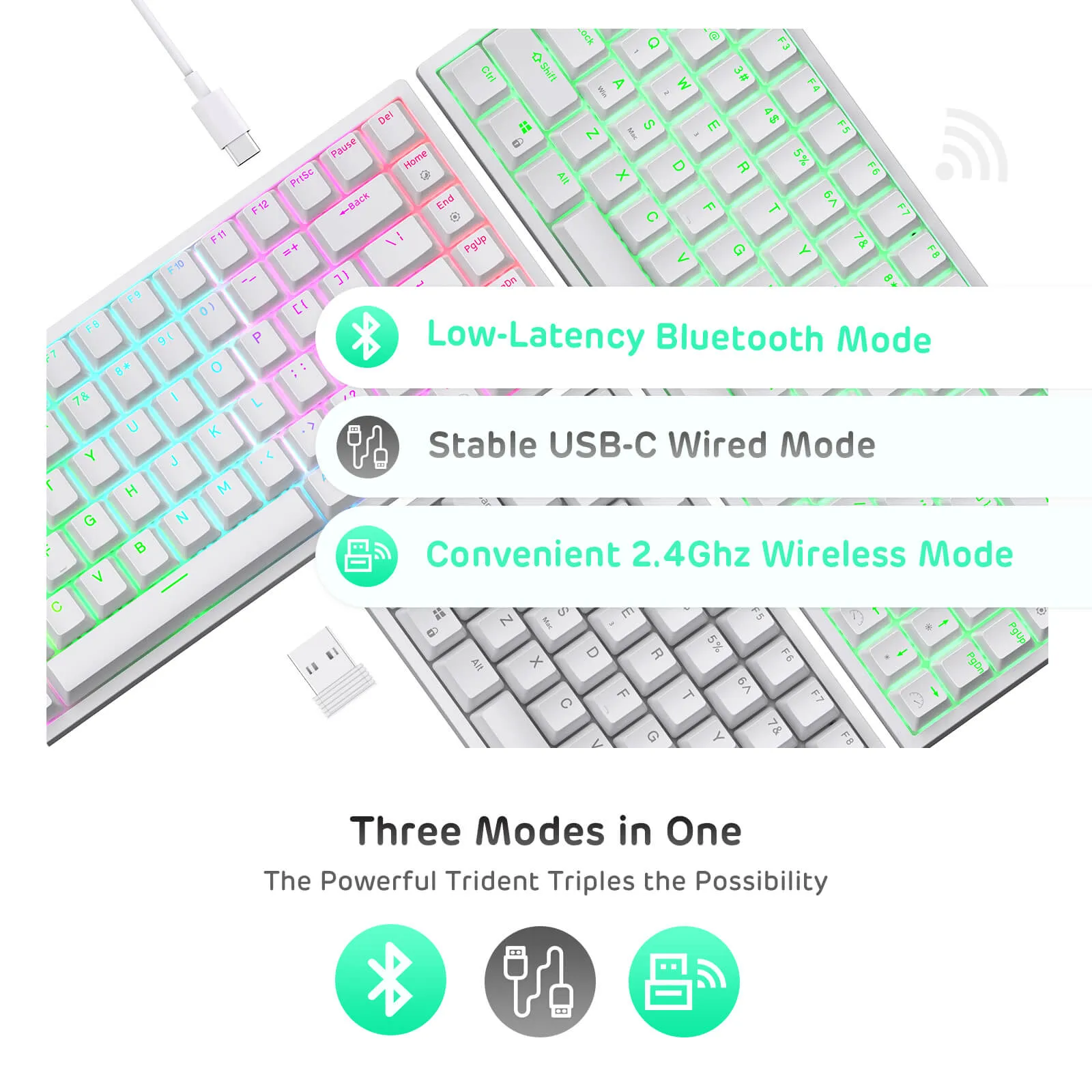 [CLEARANCE] Royal Kludge RK RK84 RGB 84 Keys Mechanical Gaming Keyboard 2.4G Wireless Bluetooth Hot-Swappable with Bluetooth 5.0