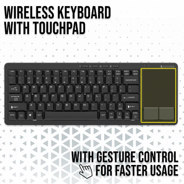 COCONUT KEYBOARD WIRELESS WITH TOUCH PAD BRAVO WK18