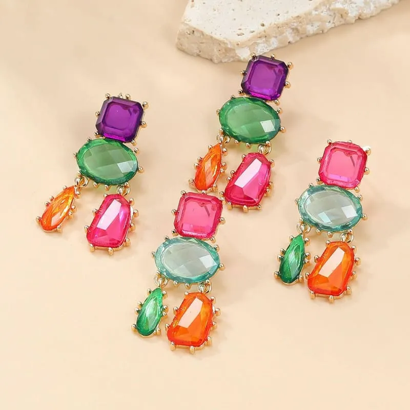 Colorful Multi-layered Geometric Glamourous Earrings