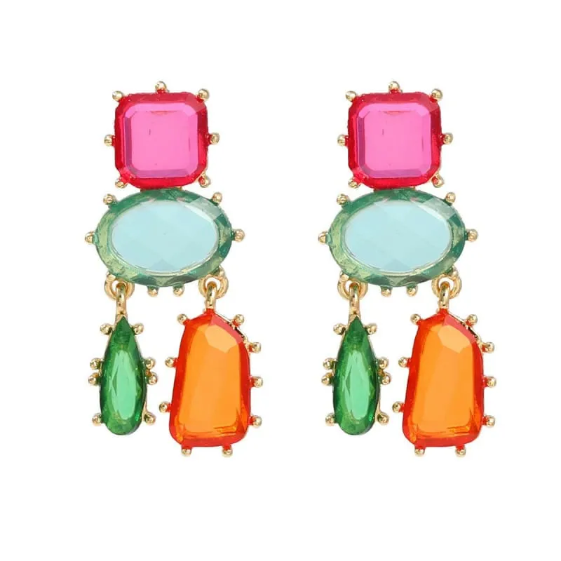 Colorful Multi-layered Geometric Glamourous Earrings