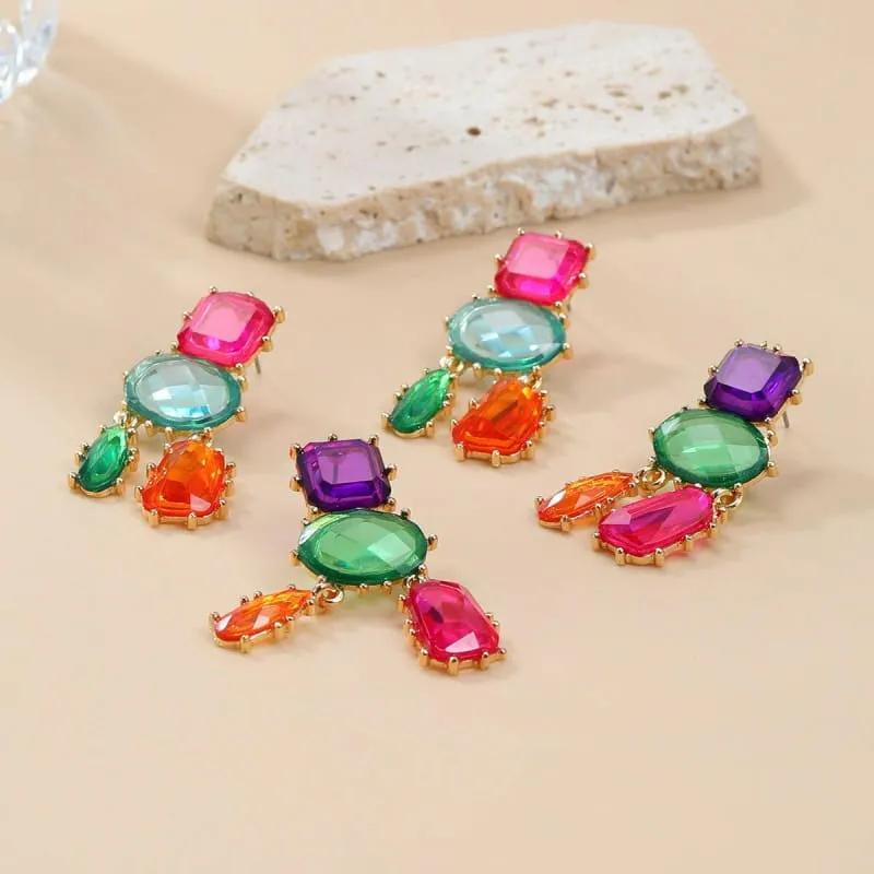 Colorful Multi-layered Geometric Glamourous Earrings