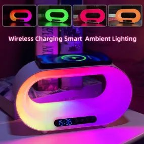 Colorful Smart Multifunction 3 in 1 Night Light: LED Light, Alarm, Wireless Charger