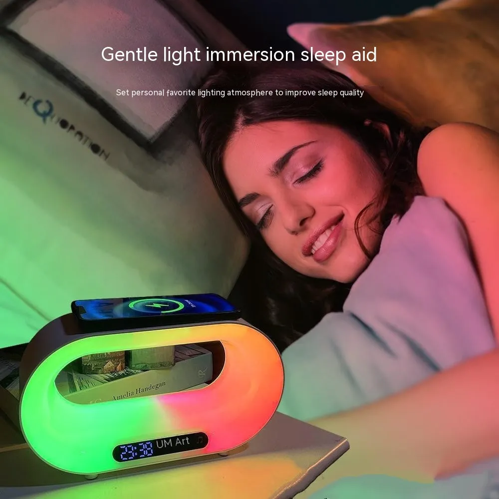 Colorful Smart Multifunction 3 in 1 Night Light: LED Light, Alarm, Wireless Charger