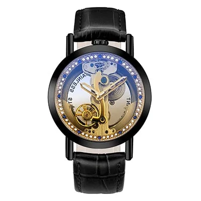 Crystal Mechanical Transparent Leather Watch