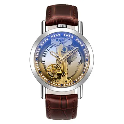 Crystal Mechanical Transparent Leather Watch