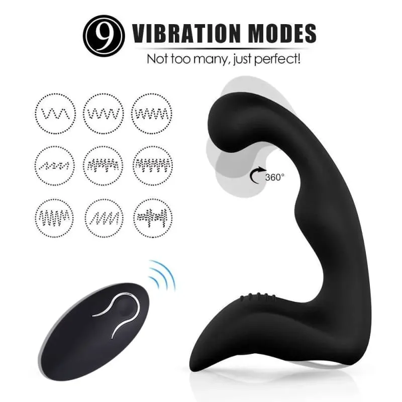 Curved Black Silicone Remote Control Prostate Massager Usb