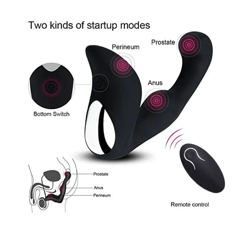 Curved Black Silicone Remote Control Prostate Massager Usb