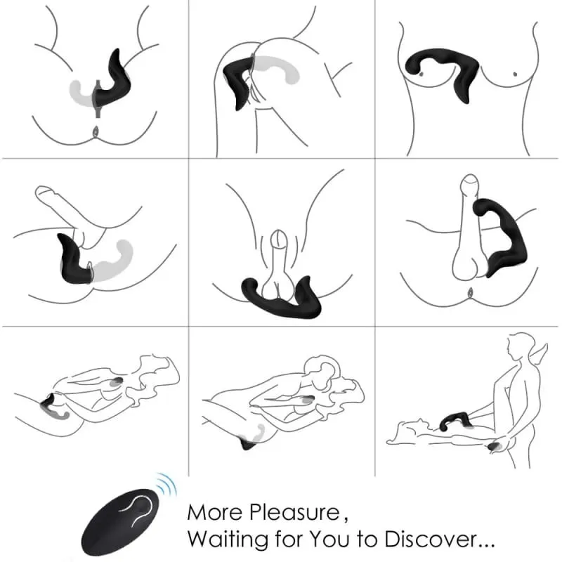 Curved Black Silicone Remote Control Prostate Massager Usb