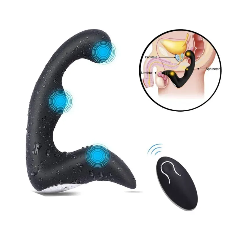 Curved Black Silicone Remote Control Prostate Massager Usb