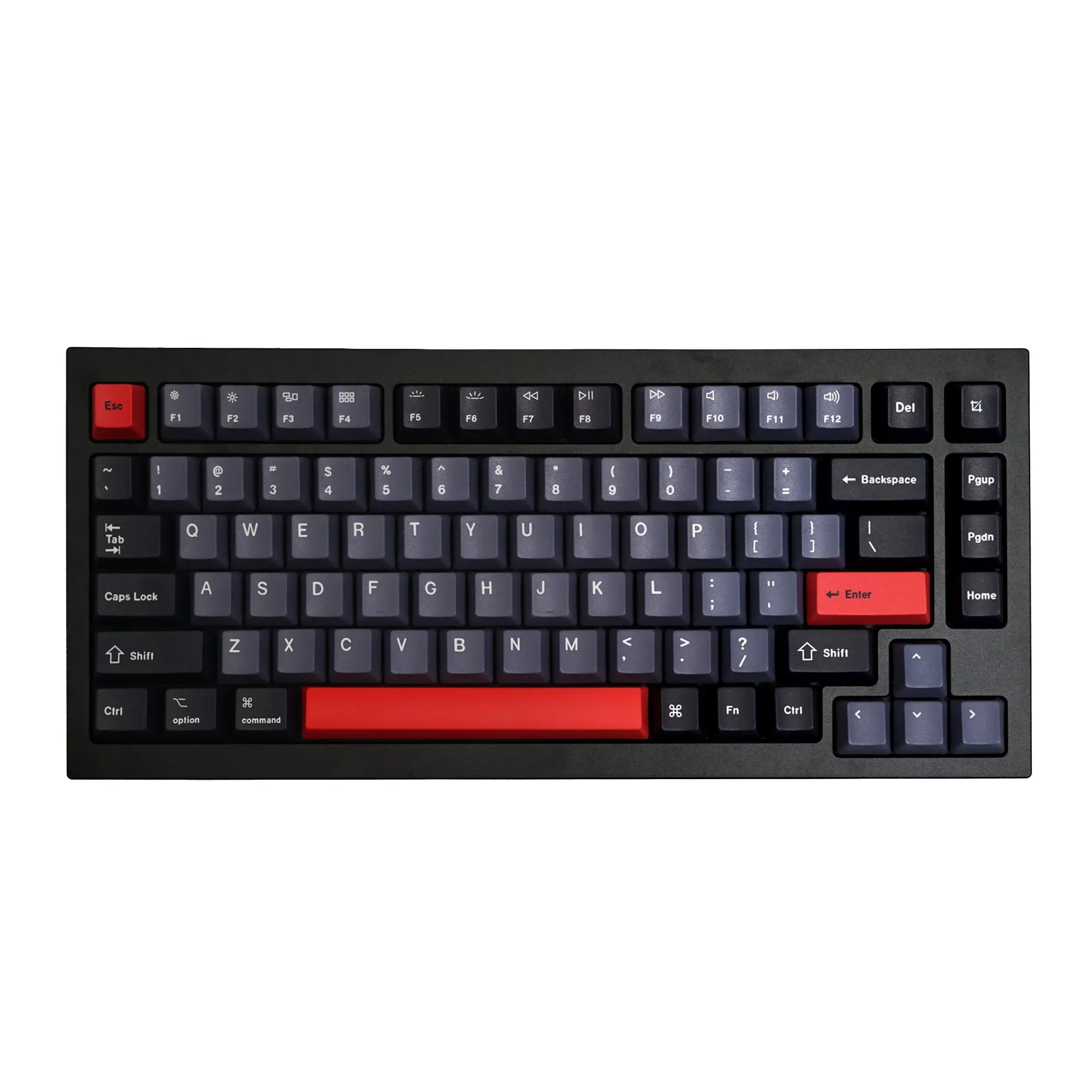 Custom Q1 QMK Mechanical Keyboard (Q1 Carbon Black)( Dolch Red Keycap)