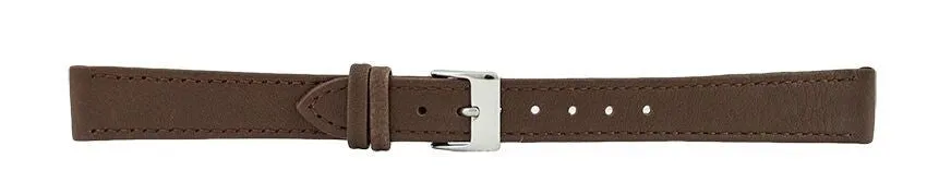 Dark Brown Flat Stitch Leather Watch Band 14mm 175877